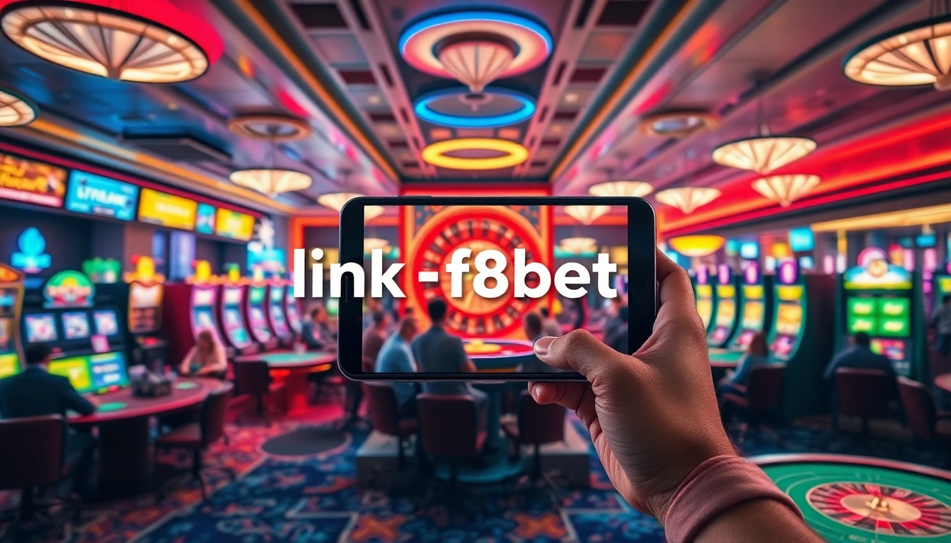 Explore the exhilarating casino atmosphere with ‘link f8bet’ on sleek gaming interfaces and vibrant tables.